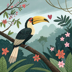 Obraz premium vector illustration of a tropical bird