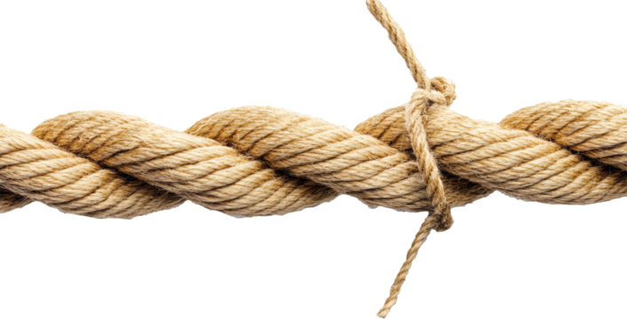 Twisted Rope Tied with Thin Thread on transparent Background