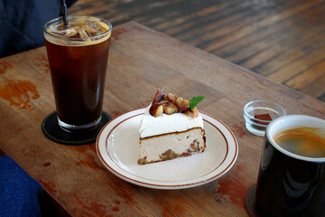 cafe cake chestnut cheese bakery plate coffee