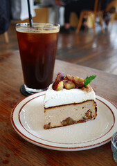 cafe cake chestnut cheese bakery plate coffee