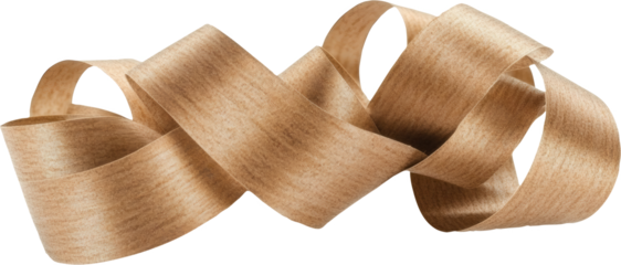Twisted Wood Veneer Ribbon on transparent Background