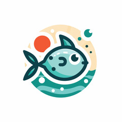 cute fish logo image vector