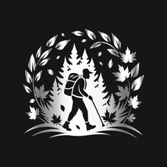 Hiking Adventure Logo  Vintage Mountain Badge Design Vector for Outdoor Exploration Branding.
