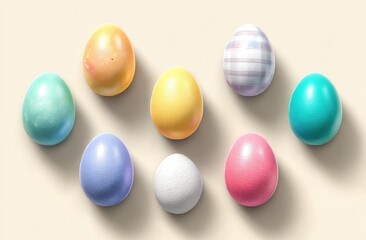 Obraz premium Pastel Easter Eggs Flat Lay Design