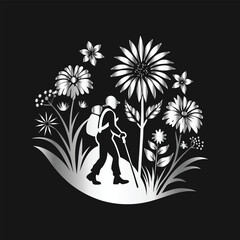 Hiking Adventure Logo  Vintage Mountain Badge Design Vector for Outdoor Exploration Branding.
