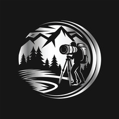 Hiking Adventure Logo  Vintage Mountain Badge Design Vector for Outdoor Exploration Branding.
