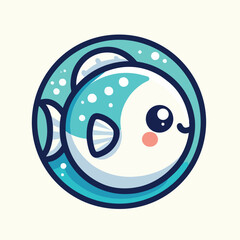cute fish logo image vector