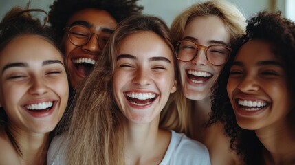 Radiant Revelry: A Multiracial Group's Joyful Expression of Pure Laughter