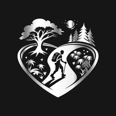 Hiking Adventure Logo  Vintage Mountain Badge Design Vector for Outdoor Exploration Branding.
