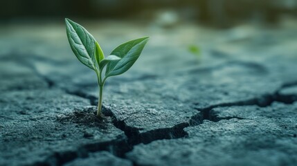 A resilient seedling sprouts through parched earth, symbolizing hope and renewal