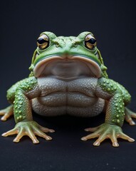 Toad portrait view on plain black background
