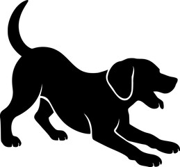 Playful, happy dog puppy silhouette vector isolated illustration image decal design file download.