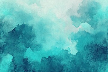 Teal and Turquoise Watercolor Texture Abstract Background Digital Painting