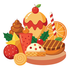 Christmas foods isolated on white background