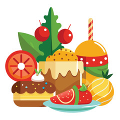 Christmas foods isolated on white background