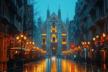 Fototapeta premium Gothic Cathedral and Colorful Baroque Buildings in Prague
