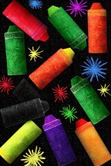 Fototapeta premium Crayons Pattern on Dark Background.