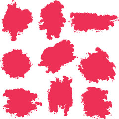 Obraz premium Grunge Ink Brushstroke and Paint Splash Vector Set. Dirty Artistic Design Elements with Splatter, Blots, and Hand-Drawn Stains Isolated on White Background.