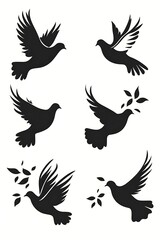 Obraz premium Flying doves silhouettes, peace symbol
