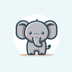 Naklejka premium cute elephant logo vector image on white background