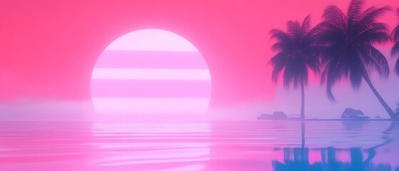 Naklejka premium Sunset Tropical Paradise