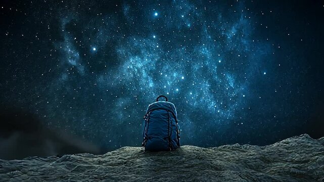 Night Sky Adventure: Backpack under a Starry Night