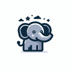 cute elephant logo vector image on white background