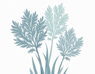 Naklejka premium Illustration of three-color Irish moss silhouette. Botanical image of aquatic plant for design. Abstract nature art, plant branches, leaves. Eco, health, wellness theme.