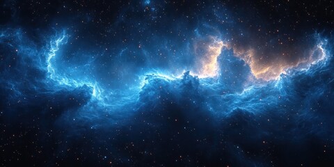 Fototapeta premium Luminous Blue Energy Plasma Force Field in Space with Surreal Abstract Design and Cosmic Lights