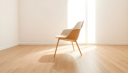 Fototapeta premium white chair sitting on top of a hard wood floor