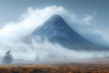 Fototapeta premium Misty Mountain Landscape With Foggy View