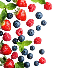 Berry Flat Lay on transparent background