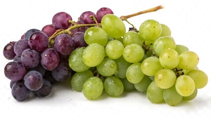 Fototapeta premium Fresh bunch of red and green grapes with a cluster of ripe berries, showcasing a healthy, juicy, and sweet fruit perfect for a dessert or a refreshing snack