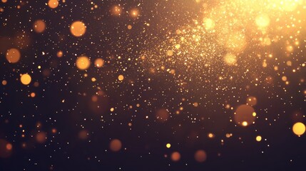 Fototapeta premium radiant golden particles descend against a dark backdrop creating a festive and elegant atmosphere perfect for celebrations or special events with a touch of magic