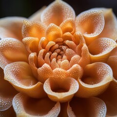 Fototapeta premium Close-up of a delicate, orange flower with intricate details and water droplets