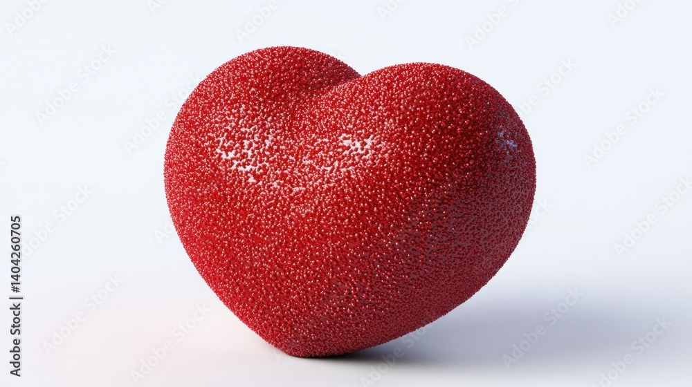 Poster a visually striking rendering of a red heart with a distinctive textured surface standing out agains