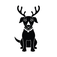 Dog with Reindeer Antlers Cute Pet Illustration