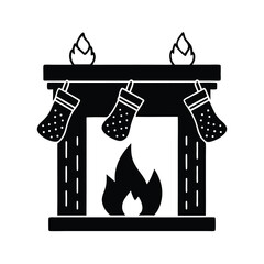 Fireplace with Stockings Christmas Living Room