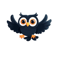 Fototapeta premium Cartoon flying owl with big eyes