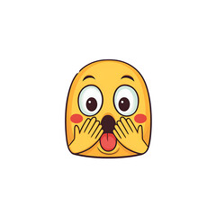 Face with hands covering mouth emoji