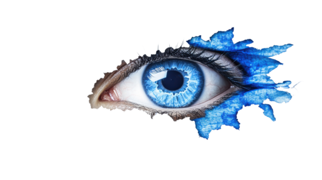blue eye on white background