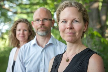 Portrait of a senior couple with their adult daughter in the park