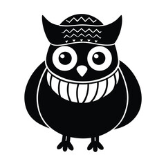 Owl in Winter Hat Cute Animal in Snow