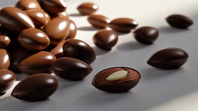 chocolate-enrobed almonds