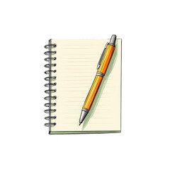 Office notepad and pen crossed