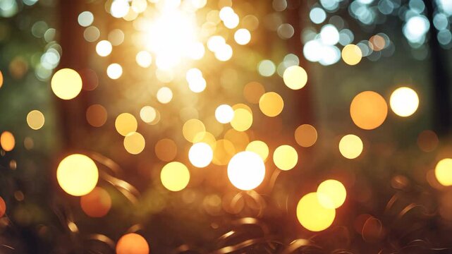 Vibrant enchanting light holiday background, blurred abstract bokeh illumination