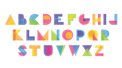 colorful abstract shapes cartoon isolated letters for logos