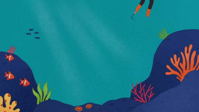 A man free-diving illustration video