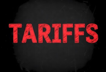 Bold Red Text "TARIFFS" on a Dark Background
