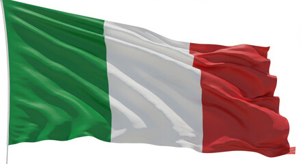 Obraz premium Italian flag waving in the wind with vibrant green, white, and red stripes, symbolizing national pride and patriotism, a representation of Italy's rich culture and heritage